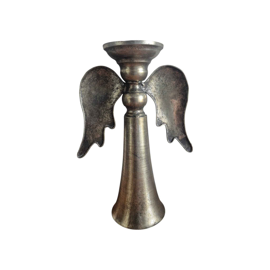 Antique-Styled Metal Angel Wings Candle Stick Holder