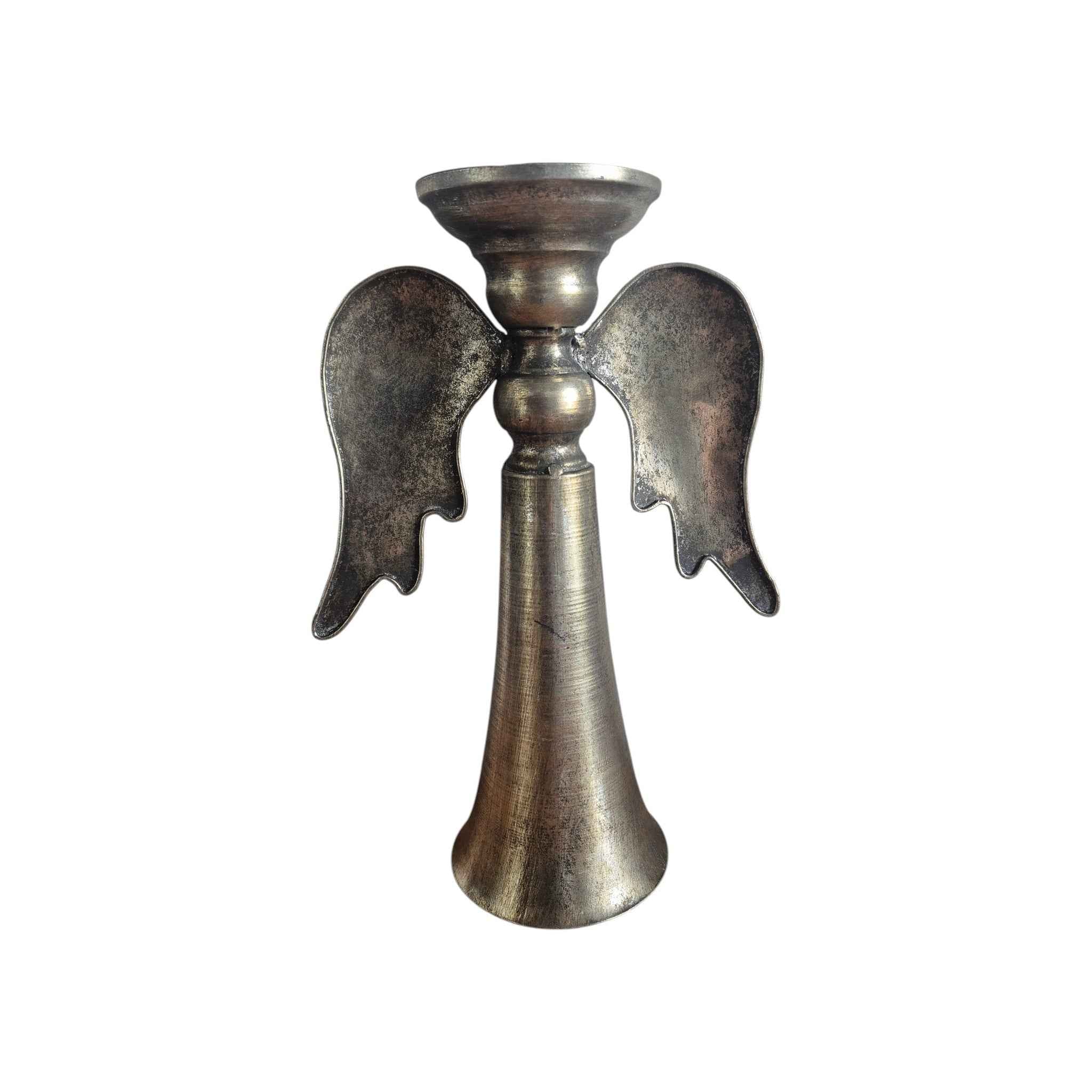 Antique-Styled Metal Angel Wings Candle Stick Holder