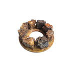 Soapstone Circle of Elephants incense burner with metal mesh bowl on carved elephant base
