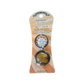 Zodiac Gemini Keychain with Gold Tiger's Eye gemstone in silver locket frame on peach display card