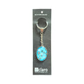 Claro Hot Air Balloon Keychain on display card showing silver oval glass dome with hot air balloons on a blue sky