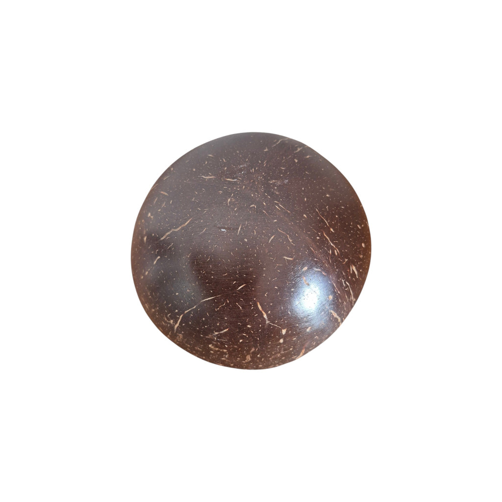 Flower Mist Coconut Bowl bottom view showing natural polished coconut shell exterior