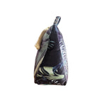Jungle Velvet Doorstop Black by LeForge — side profile showing pyramid form with dark moody jungle print velvet and antique gold tassel detail