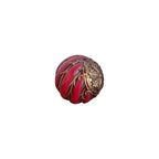 Red Gold Vine Decorative Ball angled view showing deep crimson finish with intricate antique gold vine and leaf detailing