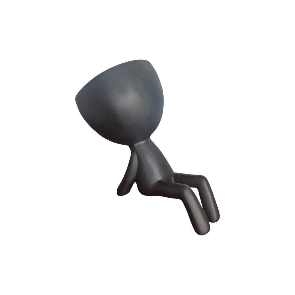Black laid-back Egghead Planter, top view