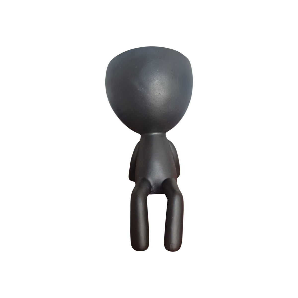 Black laid-back Egghead Planter, front view