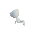 White laid-back Egghead Planter, side view