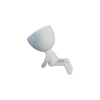 White laid-back Egghead Planter, side view