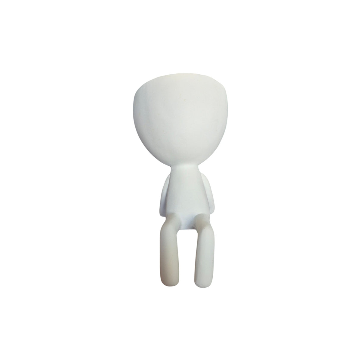 White laid-back Egghead Planter, front view