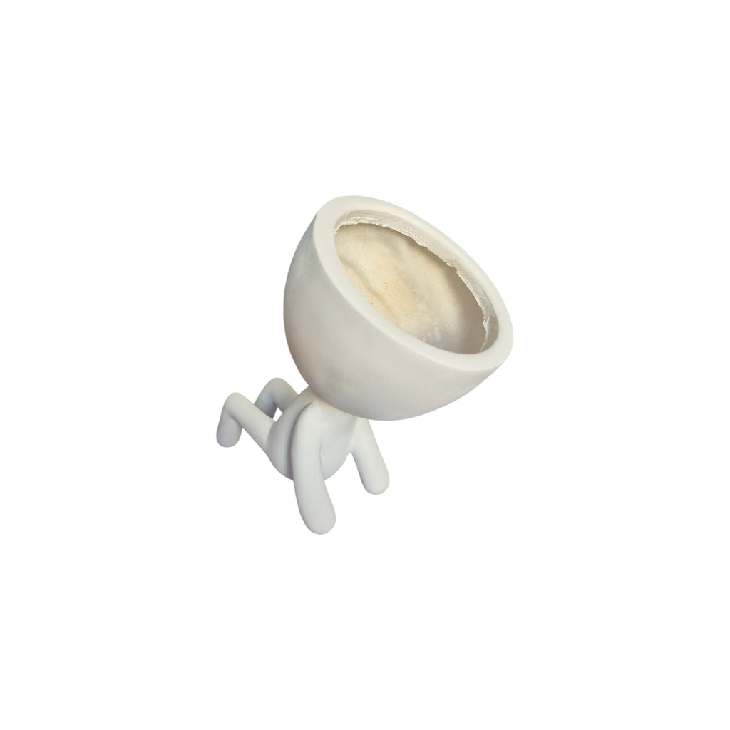 White laid-back Egghead Planter, top view