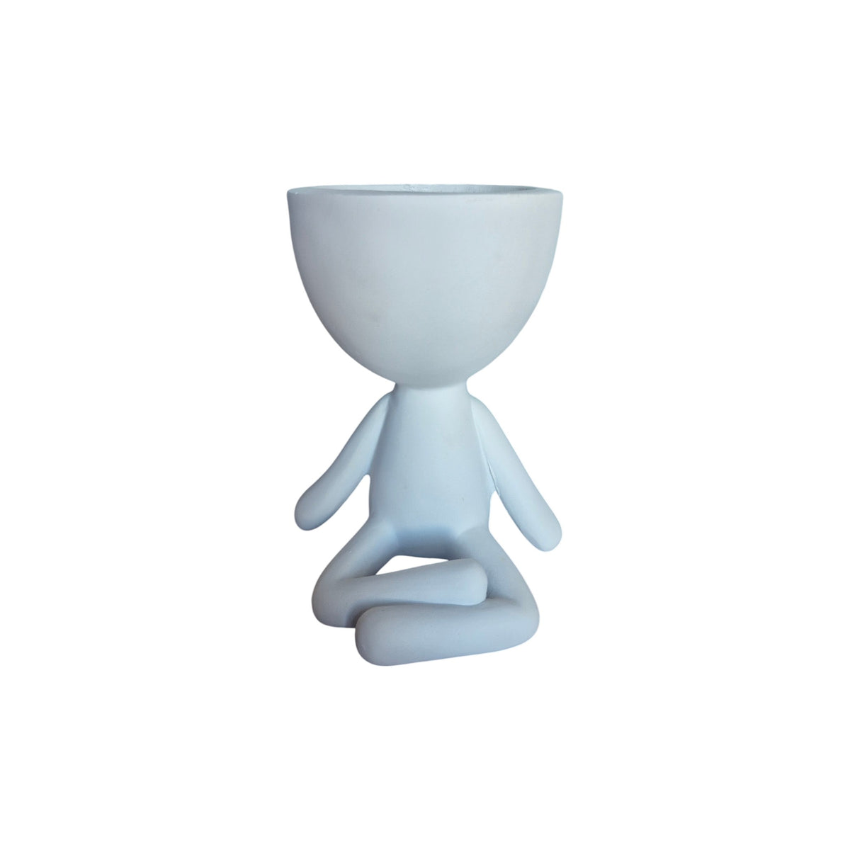 White yoga-sitting Egghead Planter, top view