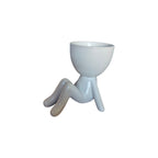 Small white laid-back Egghead Planter, side view