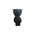 Small black Quiet Egghead Planter, side view