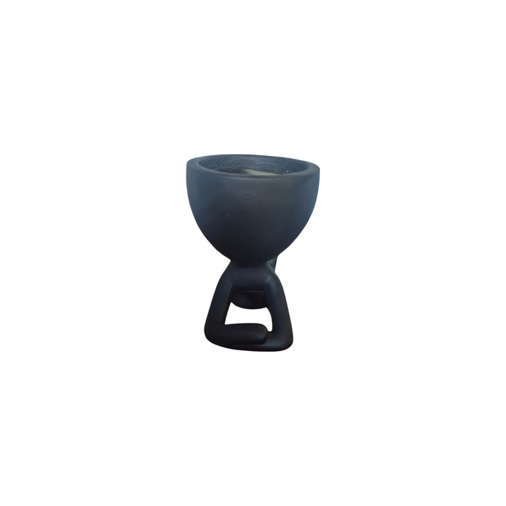 Black lying-down Egghead Planter, top view
