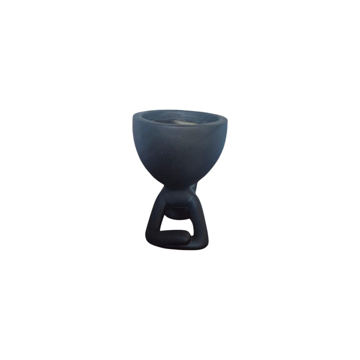 Black lying-down Egghead Planter, top view