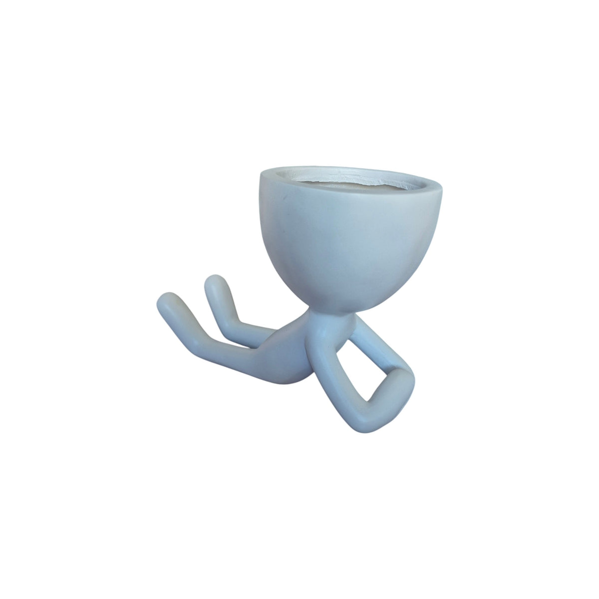 White lying-down Egghead Planter, front view