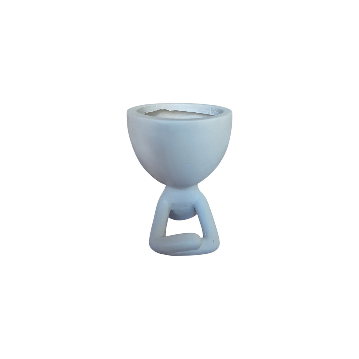 White lying-down Egghead Planter, side view