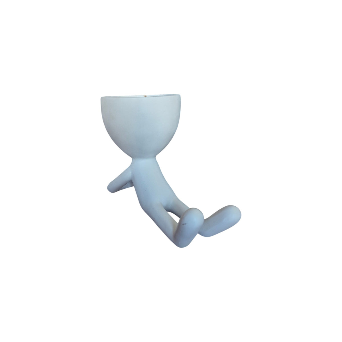 White lying-down Egghead Planter, top view