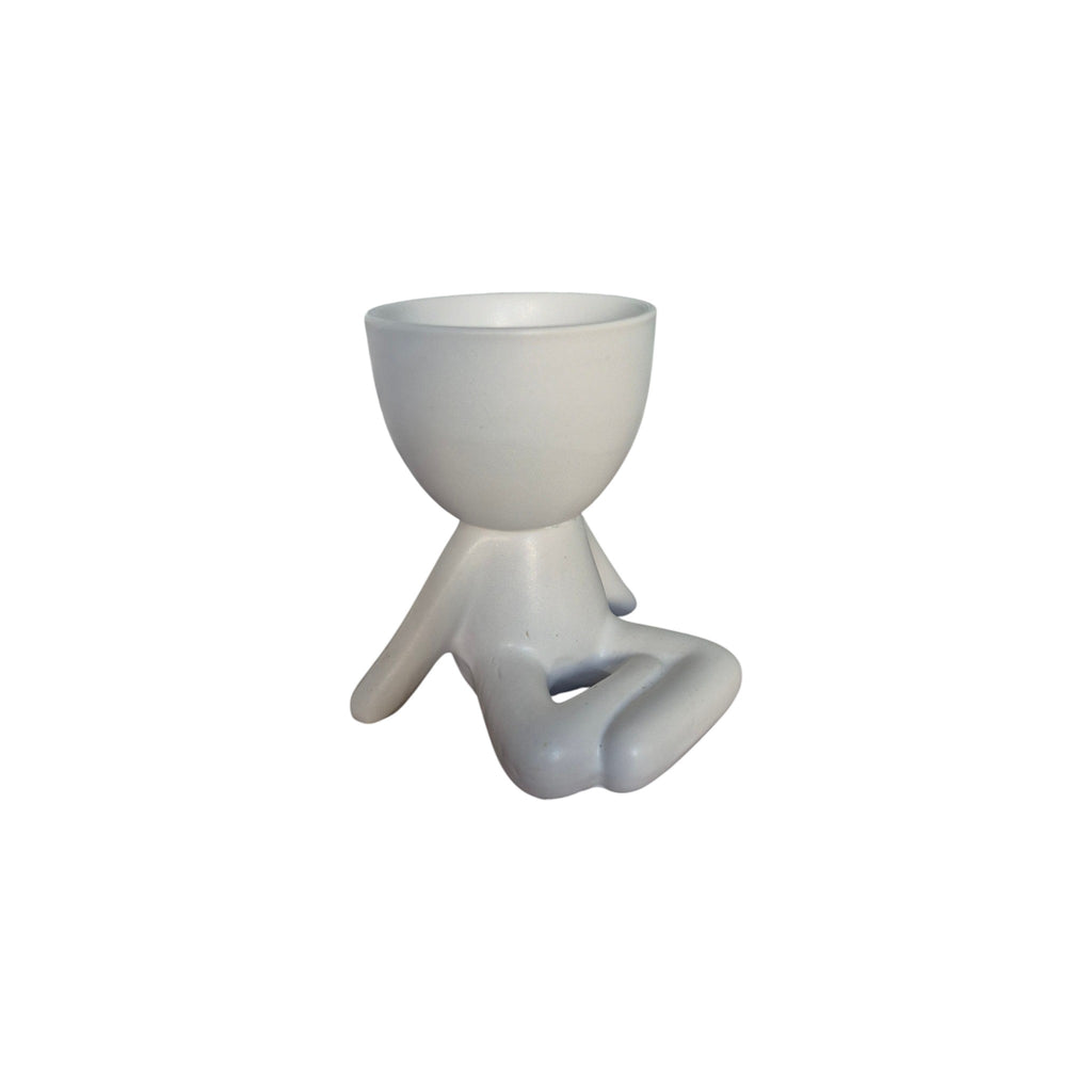 Small white Calm Egghead Planter, front view