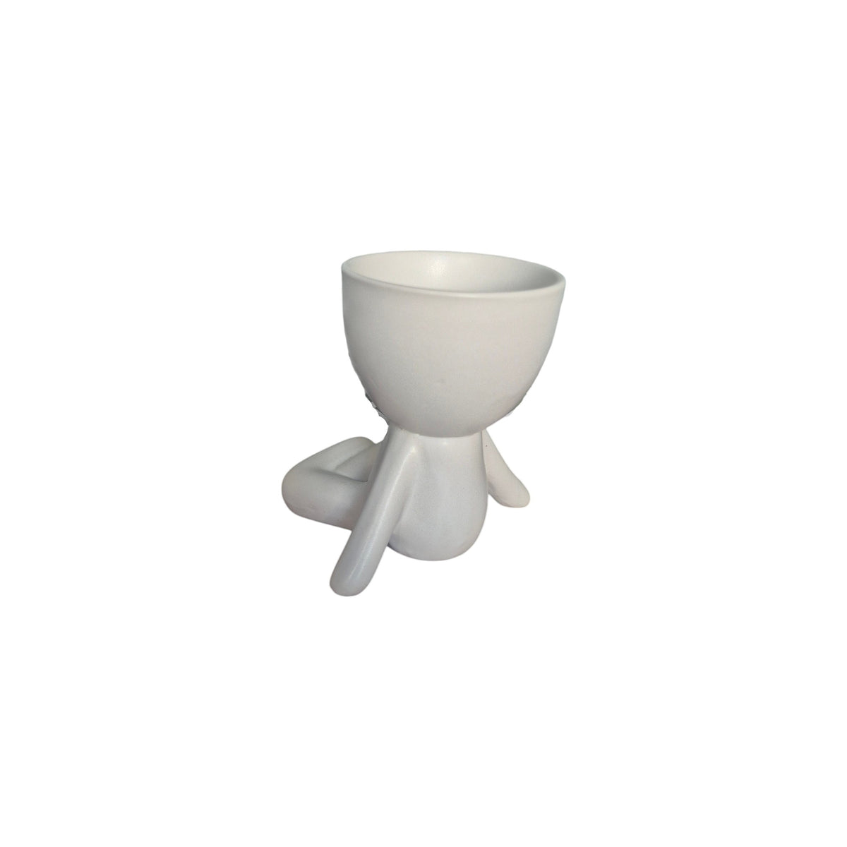 Small white Calm Egghead Planter, side view