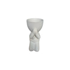White Faithful Egghead Planter, side view
