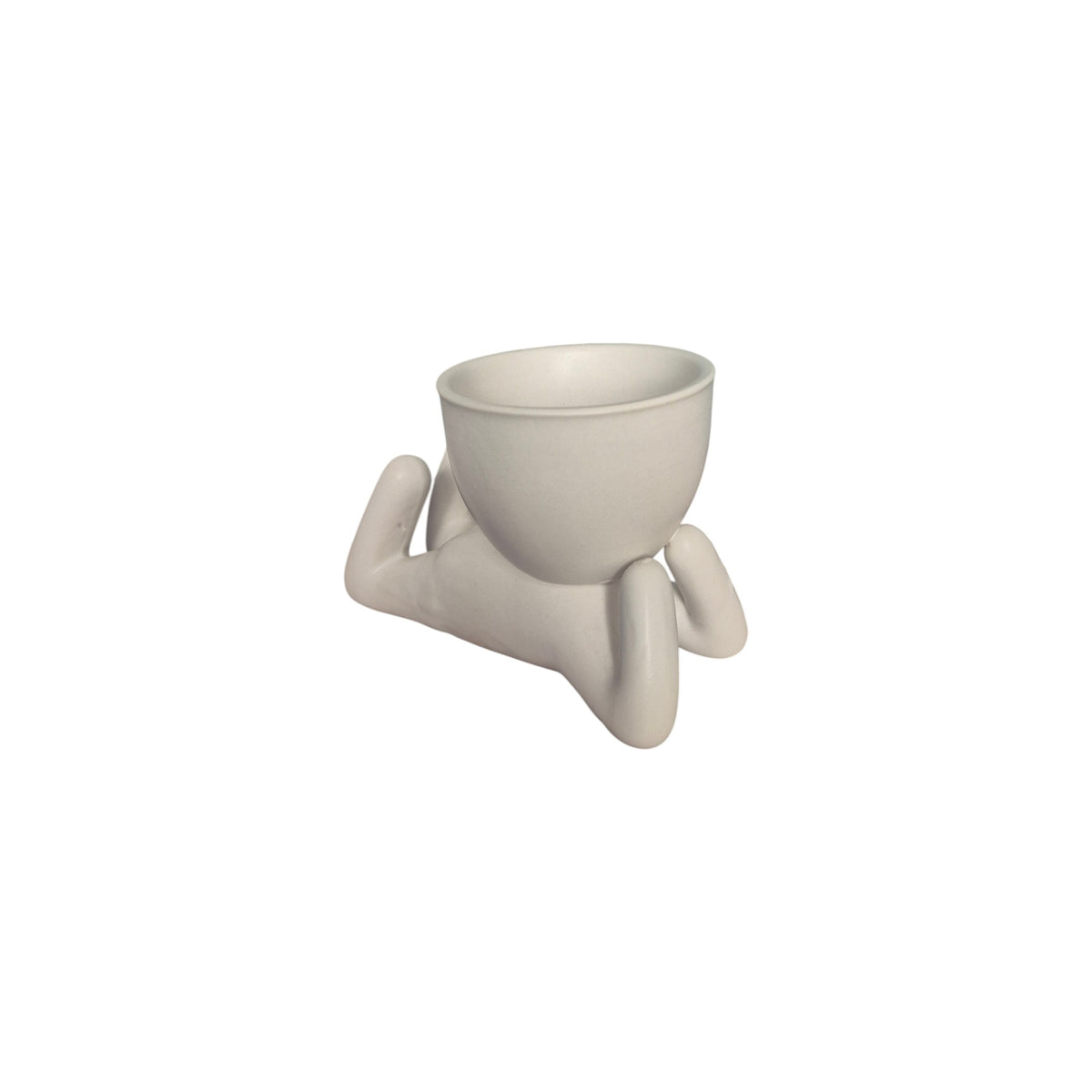 Small white Restful Egghead Planter, front view