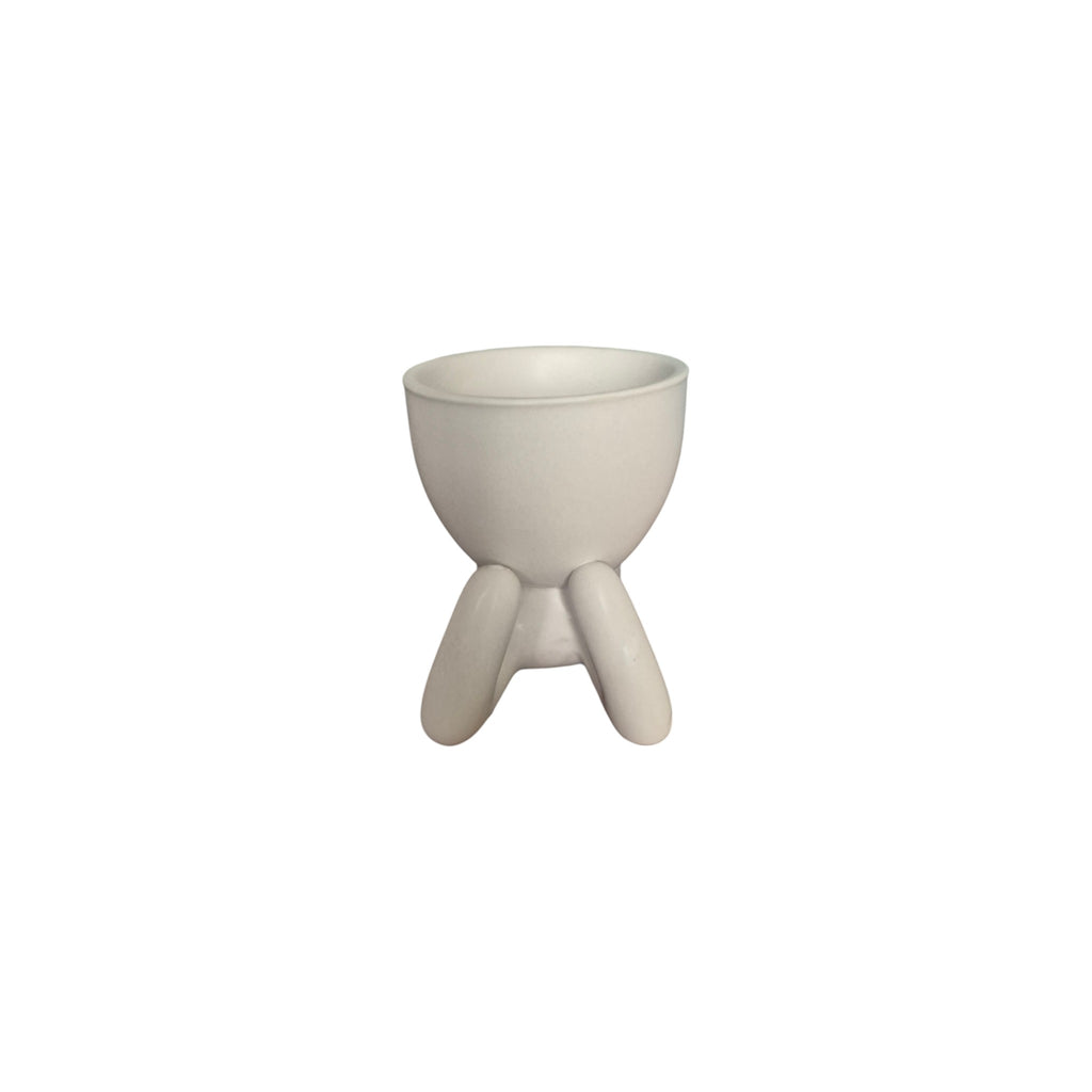 Small white Restful Egghead Planter, side view