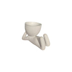 Small white Restful Egghead Planter, reclining view