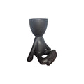 Black large laid-back yoga Egghead Planter, front view