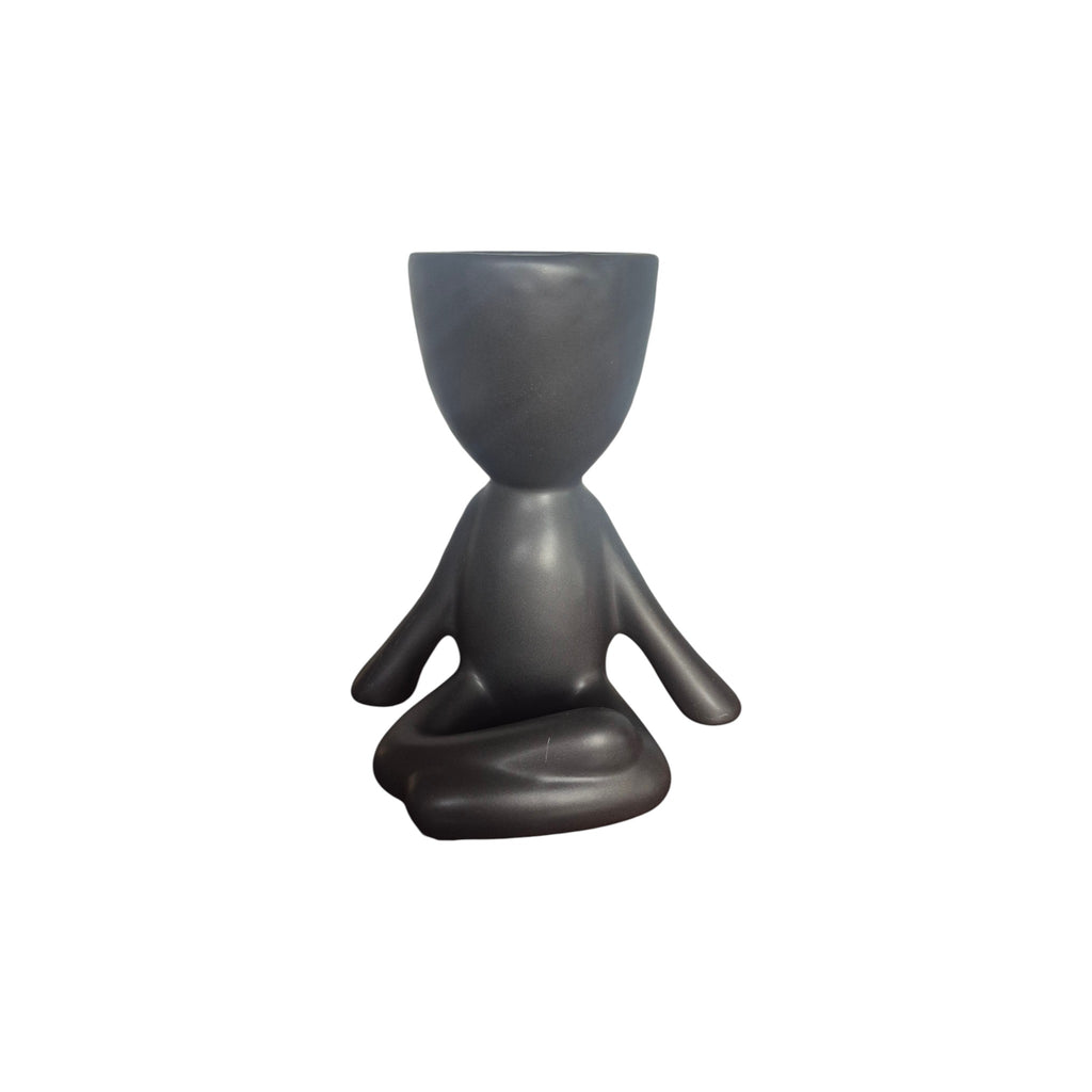 Black large laid-back yoga Egghead Planter, side view