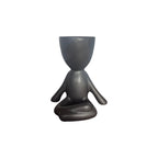 Black large laid-back yoga Egghead Planter, side view