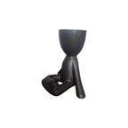Black large laid-back yoga Egghead Planter, seated view