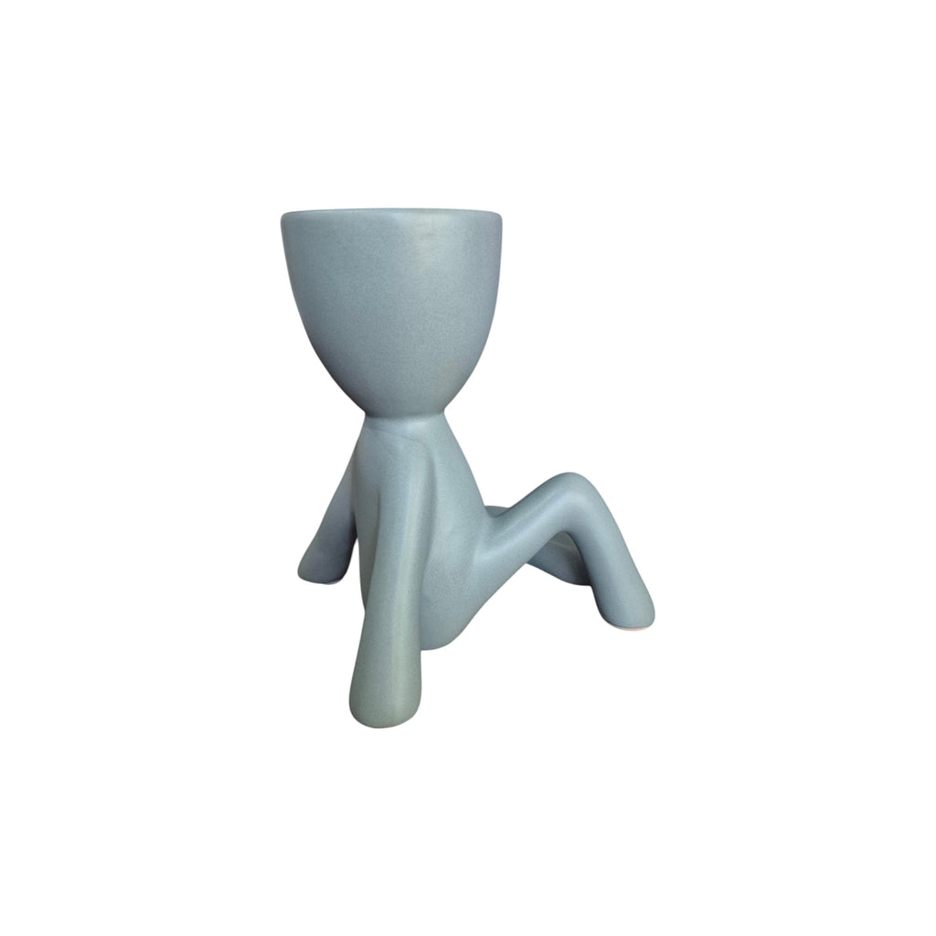 Sage large Relaxed Egghead Planter, seated view