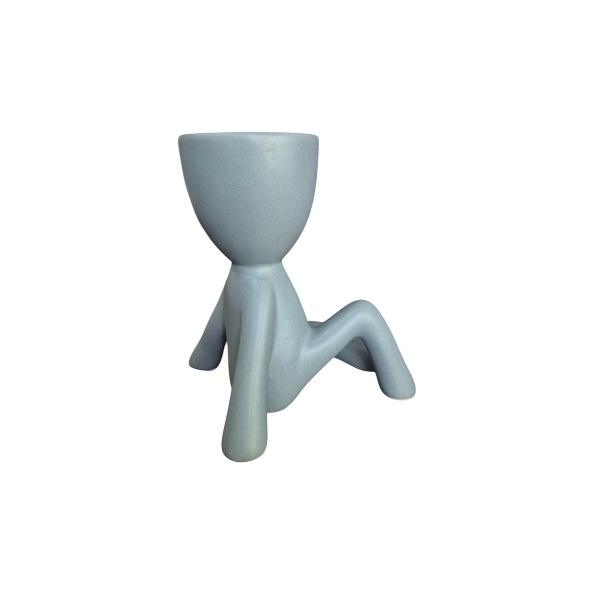 Sage large Relaxed Egghead Planter, seated view