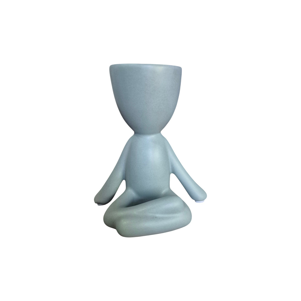 Sage large laid-back yoga Egghead Planter, front view