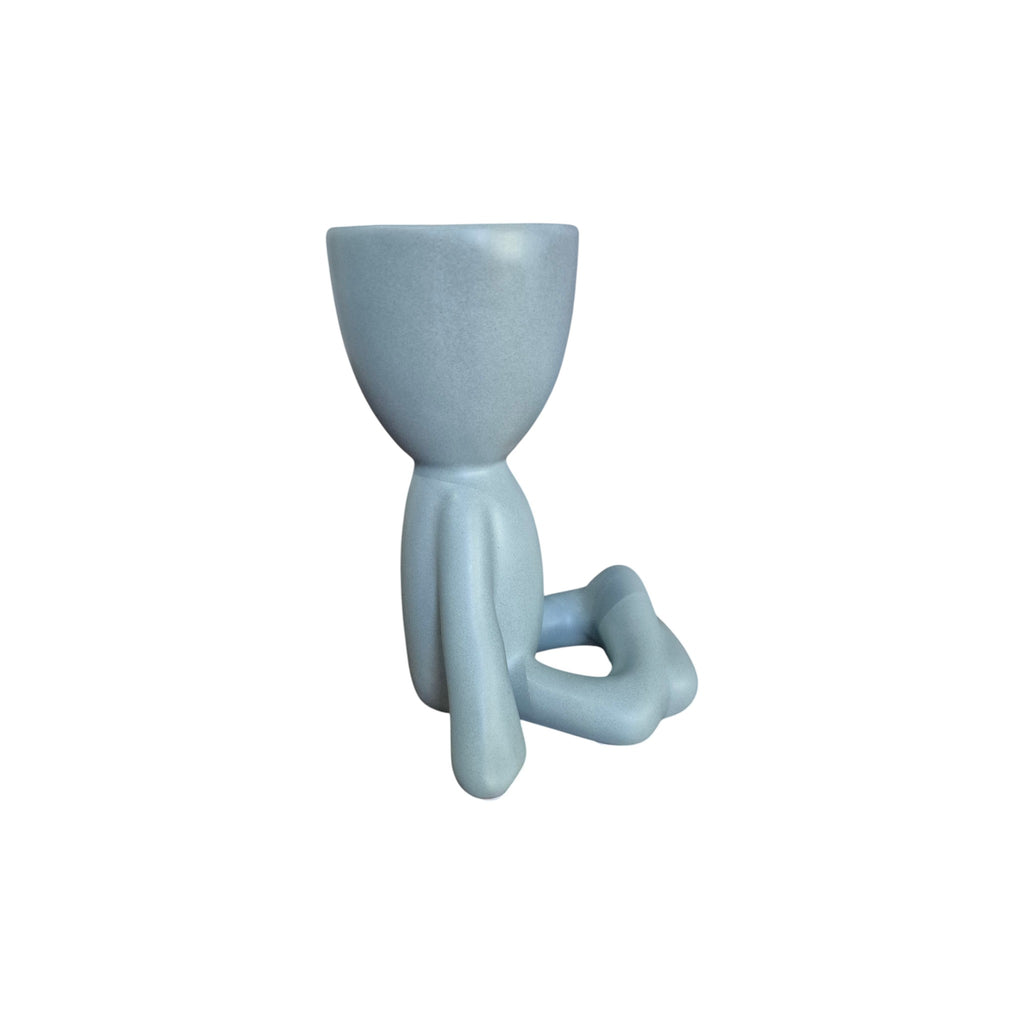 Sage large laid-back yoga Egghead Planter, side view