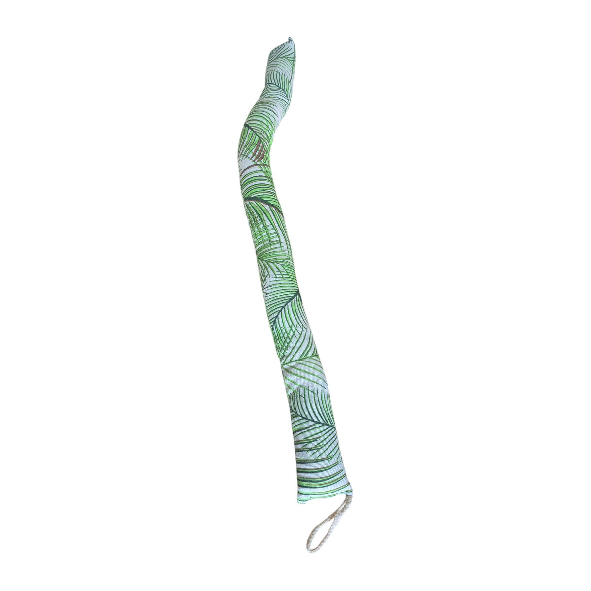 Palm Leaves Draught Stopper 82cm laid straight, showing green palm leaf print and loop