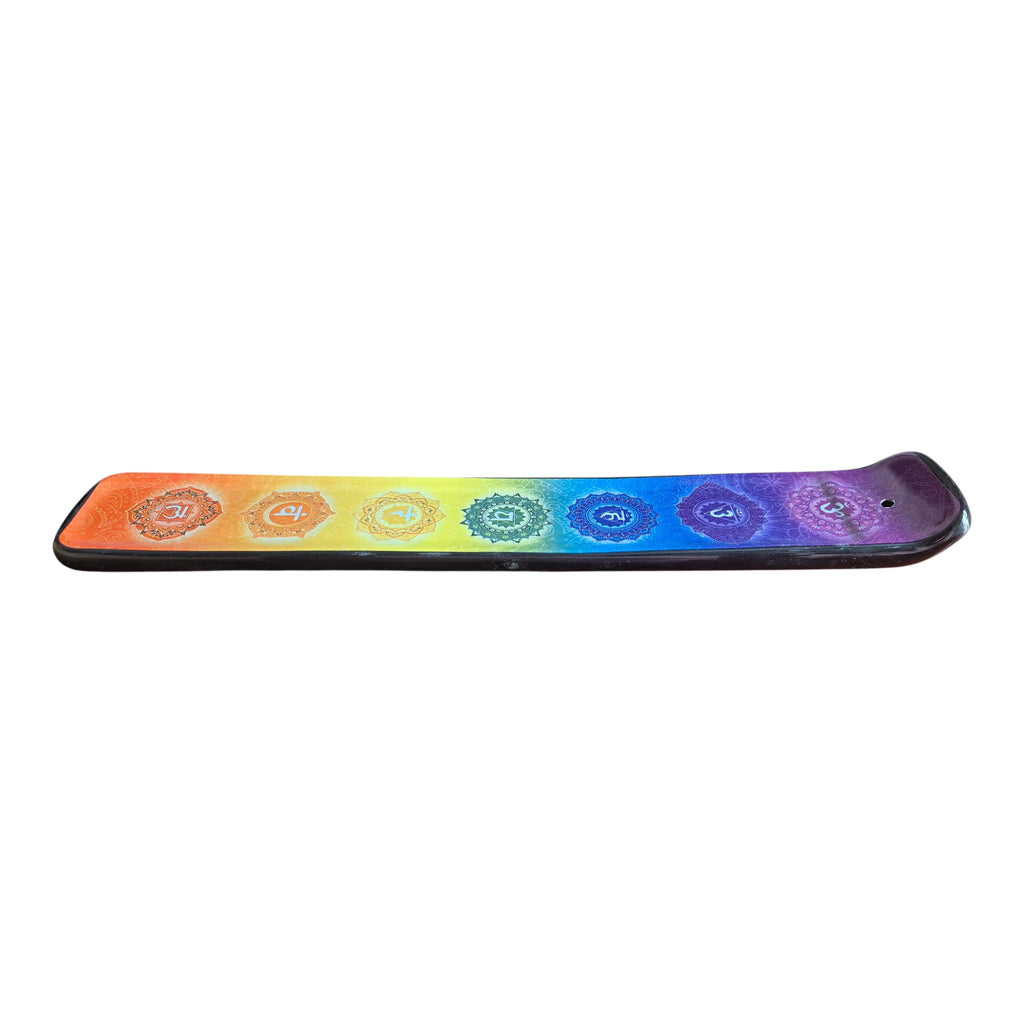 Chakra ceramic incense holder shown from underneath with pale blue base
