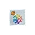 7 Chakras Flower of Life cone and stick incense holder with rainbow geometric motif, cone cup and two stick holes