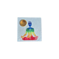 7 Chakras cone and incense stick holder with rainbow meditation figure, recessed cup and two stick holes