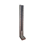 Silver-coloured upright incense stick holder with patterned tall frame and small base, front view
