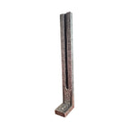 Silver-coloured upright incense stick holder showing patterned frame and base from an angle