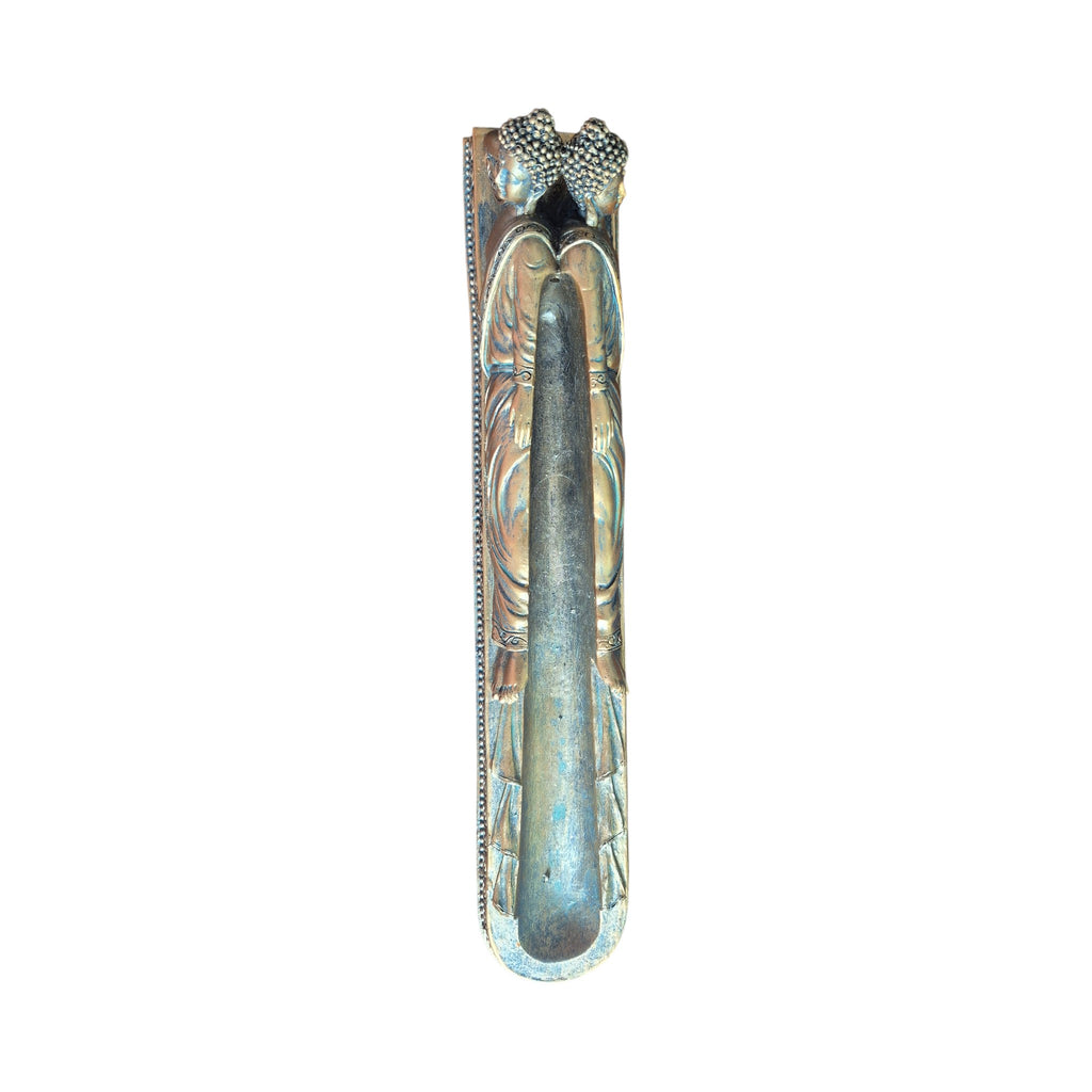 Relaxed Buddha incense stick holder showing reclining figure and ornate long tray from the side