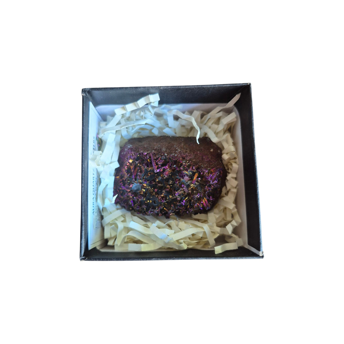 Example purple geode with dark sparkling crystal centre in a presentation box