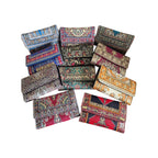 Open Turkish carpet wallet showing card slots, clear ID window and interior