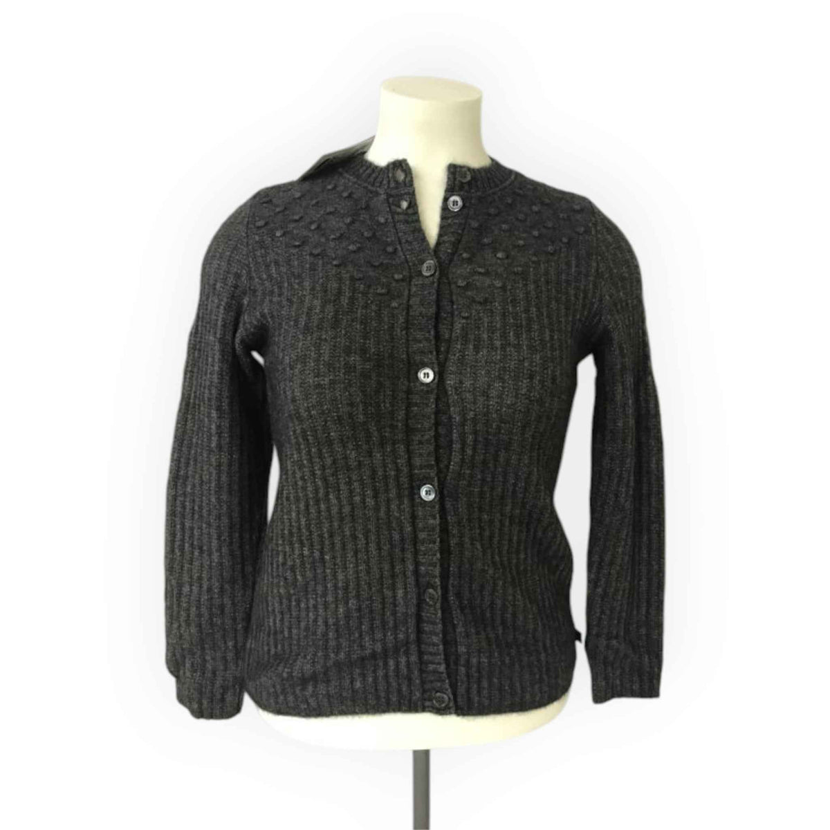 Koru Ladies Cable & Bauble Cardigan - Mid-Grey