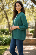 Koru Ladies Cable & Bauble Cardigan - Lagoon
