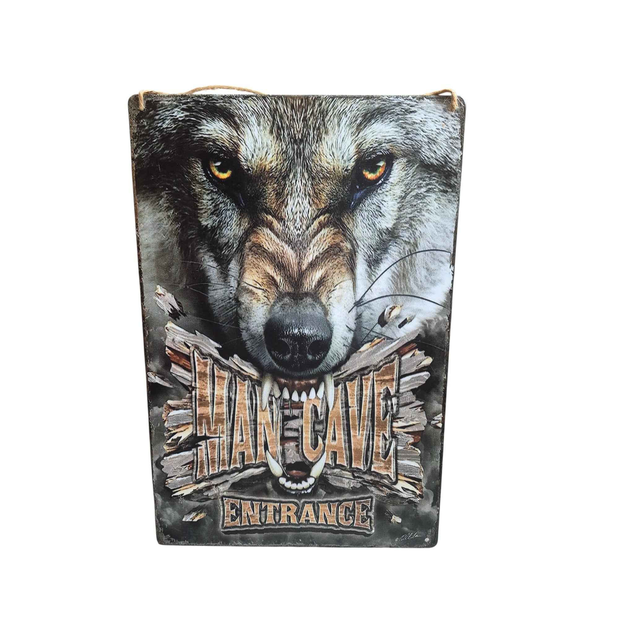 Man Cave Entrance – Wolf Metal Sign