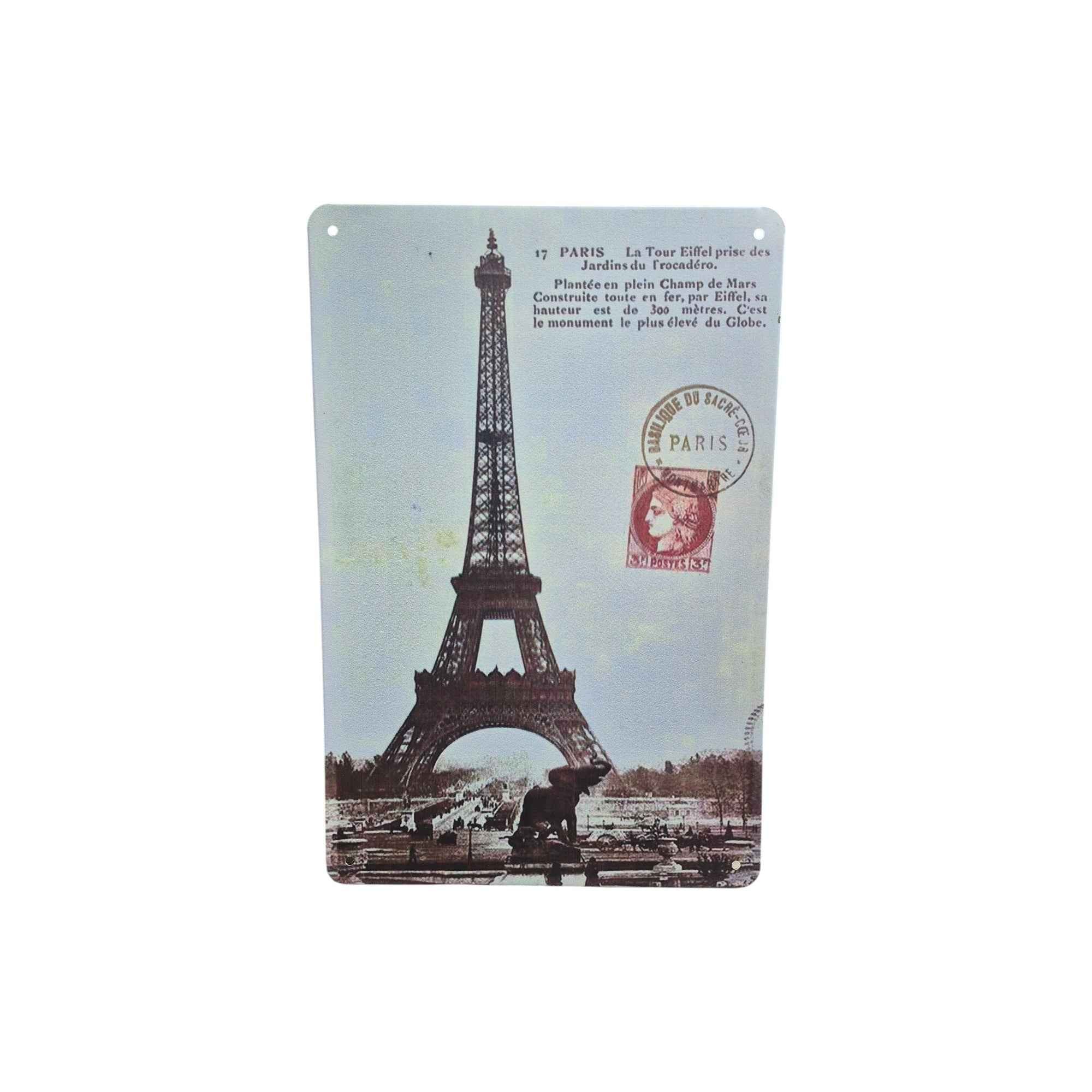 Paris – La Tour Eiffel Vintage Postcard Metal Sign