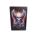 Flaming Skull & Chopper Metal Sign